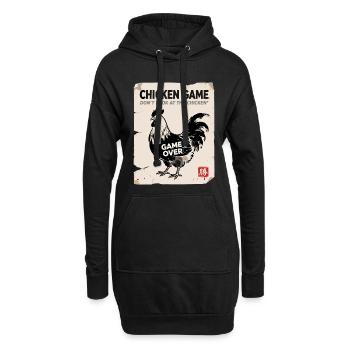 Hühnerspiel: Schau nicht auf das Huhn - Hoodie-Kleid - Schwarz - Vorne