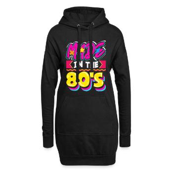 Retour rétro au design vintage des années 80 - Sweat-shirt à capuche long Femme - noir - Devant