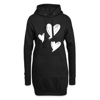 Cœur - Sweat-shirt à capuche long Femme - noir - Devant