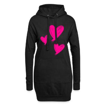 Cœurs Rose - Sweat-shirt à capuche long Femme - noir - Devant