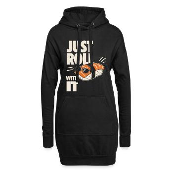 Just Roll With It Sushi Motif - Sweat-shirt à capuche long Femme - noir - Devant