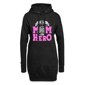 Ma mère est mon héros - Pompier - Sweat-shirt à capuche long Femme - noir - Devant