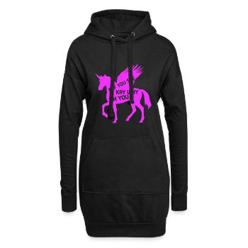 Lustiger Einhorn Spruch Mit Pinken Einhorn - Hoodie-Kleid - Schwarz - Vorne