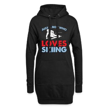 Nur Ein Junge Der Skifahren Liebt - Skifahrer - Hoodie-Kleid - Schwarz - Vorne