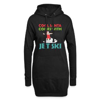 Cool Santa Claus vient avec jet ski - Noël - Sweat-shirt à capuche long Femme - noir - Devant