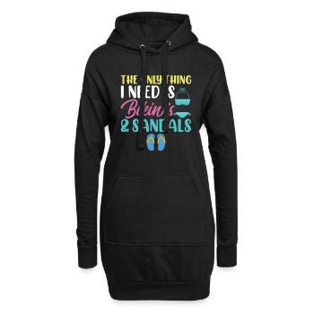 Das Einzige Was Ich Brauche, Bikini Und Sandalen - Hoodie-Kleid - Schwarz - Vorne