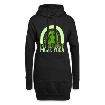 Mangez plus de plantes Faites plus de yoga - Sweat-shirt à capuche long Femme - noir - Devant