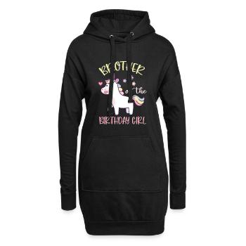 Bruder Des Geburtstagskindes - Einhorn - Hoodie-Kleid - Schwarz - Vorne