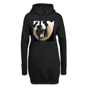 La défense du panda - portrait animal - Sweat-shirt à capuche long Femme - noir - Devant
