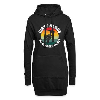 Schmutzige Hände Machen Sauberes Geld - Mechaniker - Hoodie-Kleid - Schwarz - Vorne
