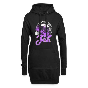 Juste une fille attrapant de gros poissons - Sweat-shirt à capuche long Femme - noir - Devant