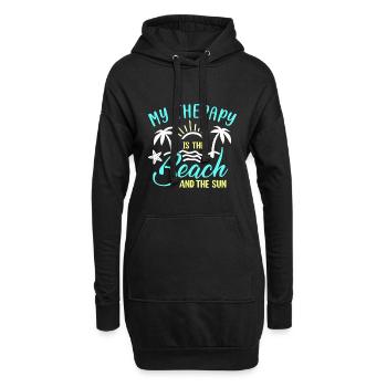 Ma thérapie est la plage et le soleil - Sweat-shirt à capuche long Femme - noir - Devant