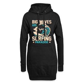 Große Wellen Sind Ein Paradies Für Surfer - Hoodie-Kleid - Schwarz - Vorne