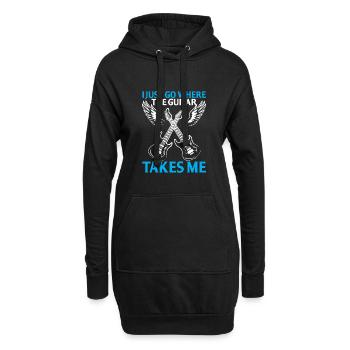 Ich Gehe Einfach Dorthin, Wo Die Gitarre Mich - Hoodie-Kleid - Schwarz - Vorne