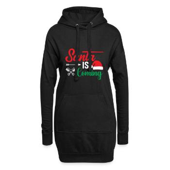 Le Père Noël arrive - Sweat-shirt à capuche long Femme - noir - Devant