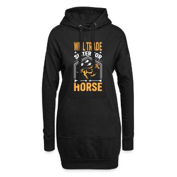 Wird Schwester gegen Pferd eintauschen - Hoodie-Kleid - Schwarz - Vorne