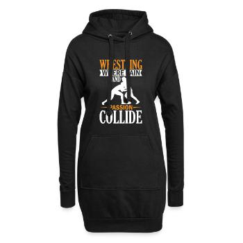 Wrestling: Wo Schmerz und Leidenschaft aufeinanderprallen - Hoodie-Kleid - Schwarz - Vorne