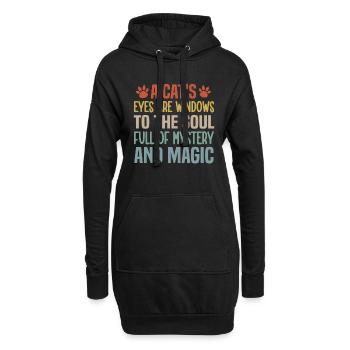 Die Augen einer Katze sind Fenster zur Seele, voller Myst - Hoodie-Kleid - Schwarz - Vorne