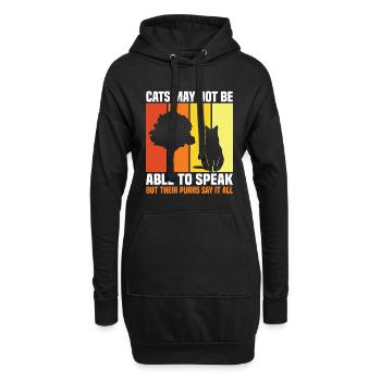 Katzen können vielleicht nicht sprechen, aber ihr Schnurren sagt - Hoodie-Kleid - Schwarz - Vorne