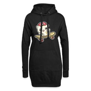 Chat Skateur - Sweat-shirt à capuche long Femme - noir - Devant