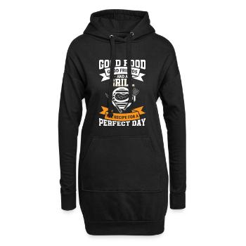 Gutes Essen, gute Freunde und ein Grill - Das Rezept - Hoodie-Kleid - Schwarz - Vorne