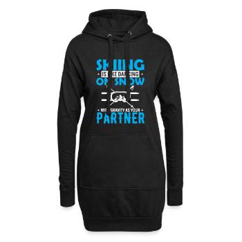 Skifahren ist wie auf Schnee zu tanzen, mit Schwerkraft wie - Hoodie-Kleid - Schwarz - Vorne