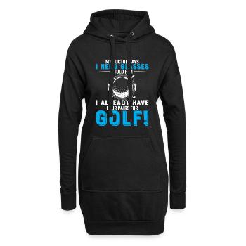 Mon médecin me dit que j’ai besoin de lunettes... Je lui dis que je passais - Sweat-shirt à capuche long Femme - noir - Devant