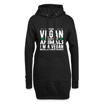 Je ne suis pas végétalienne parce que j’aime les animaux, je suis végétarienne - Sweat-shirt à capuche long Femme - noir - Devant