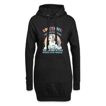 Einhörner: Die einzigen Lebewesen, die Glitzer erzeugen können - Hoodie-Kleid - Schwarz - Vorne
