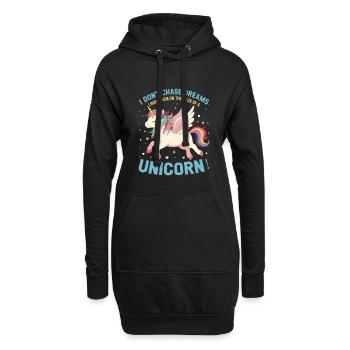 Ich jage keinen Träumen hinterher, ich reite sie auf dem Rücken eines - Hoodie-Kleid - Schwarz - Vorne