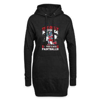 Das einzige "Schießen", das ich unterstütze, ist mit Paintballs! - Hoodie-Kleid - Schwarz - Vorne