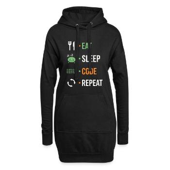 Essen, schlafen, codieren, wiederholen. - Hoodie-Kleid - Schwarz - Vorne