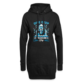 Tauchen Sie tief ein, träumen Sie groß! - Hoodie-Kleid - Schwarz - Vorne