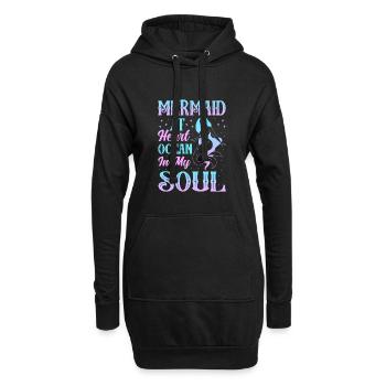 Sirène dans l’âme, océan dans l’âme. - Sweat-shirt à capuche long Femme - noir - Devant