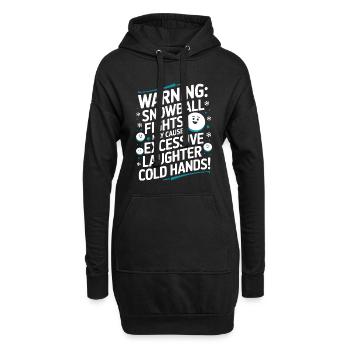 Avertissement : les batailles de boules de neige peuvent provoquer des rires excessifs - Sweat-shirt à capuche long Femme - noir - Devant