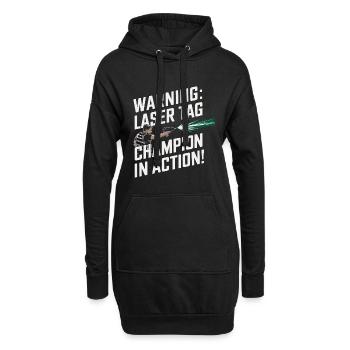 Achtung: Lasertag-Champion in Aktion! - Hoodie-Kleid - Schwarz - Vorne