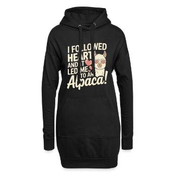 Ich folgte meinem Herzen, und es führte mich zu einem Alpaka! - Hoodie-Kleid - Schwarz - Vorne