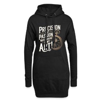 Präzision ist meine Leidenschaft – Uhrmacherei ist meine Kunst! - Hoodie-Kleid - Schwarz - Vorne