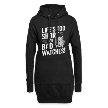 La vie est trop courte pour les mauvaises montres ! - Sweat-shirt à capuche long Femme - noir - Devant
