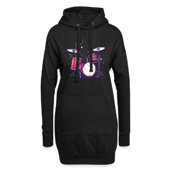 Schlagzeug Vaporwave - Hoodie-Kleid - Schwarz - Vorne