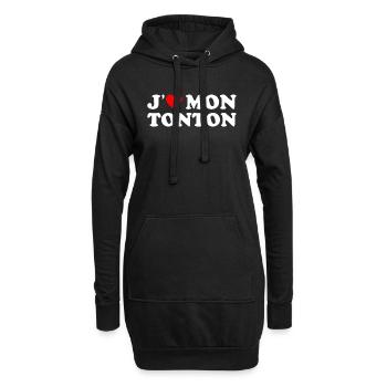 J'aime Mon Tonton Cadeau Oncle Coeur Rouge - Sweat-shirt à capuche long Femme - noir - Devant