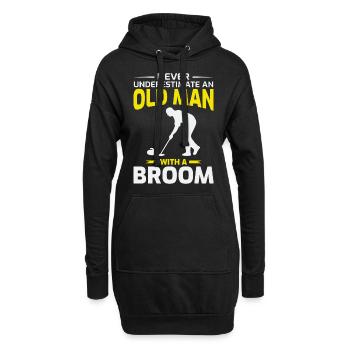 Alter Mann Curling Winter Eissport Papa Opa - Hoodie-Kleid - Schwarz - Vorne