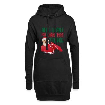 Tout ce que je veux pour Noël, c'est un chien - Sweat-shirt à capuche long Femme - noir - Devant