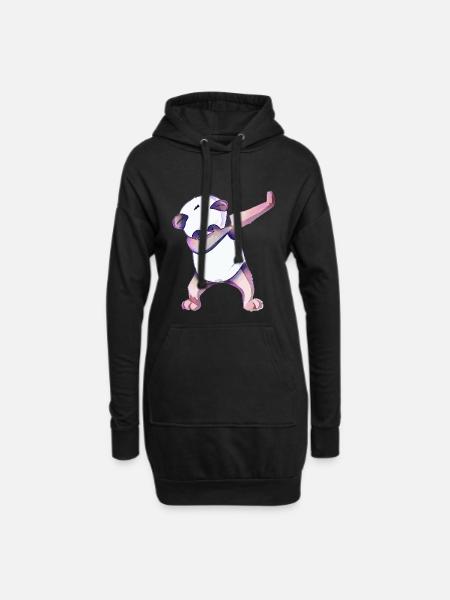 Panda - Hoodie-Kleid - Schwarz