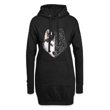 Husky Polygon Hund Eis Schnee Tierliebe Geschenk - Hoodie-Kleid - Schwarz - Vorne