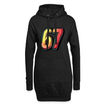 67 Zahl Bunt - Hoodie-Kleid - Schwarz - Vorne