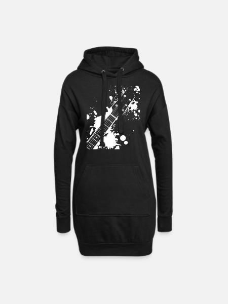 Splash Gitarre - Hoodie-Kleid - Schwarz