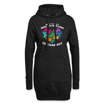 Autismus Autist - Hoodie-Kleid - Schwarz - Vorne