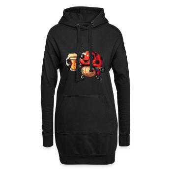 Bière Ladybug Pixel - Sweat-shirt à capuche long Femme - noir - Devant