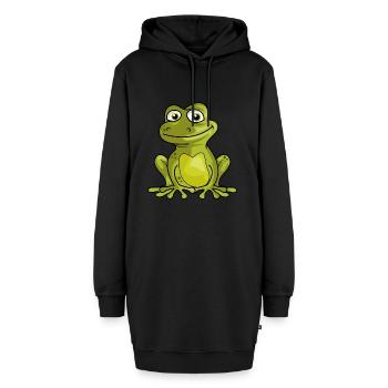 Grenouille roi baiser cadeau quak - Sweat-shirt à capuche long Femme - noir - Devant